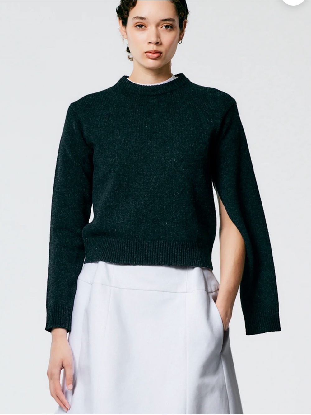 EUC Tibi Soft Lambswool Shrunken Crewneck Pullover